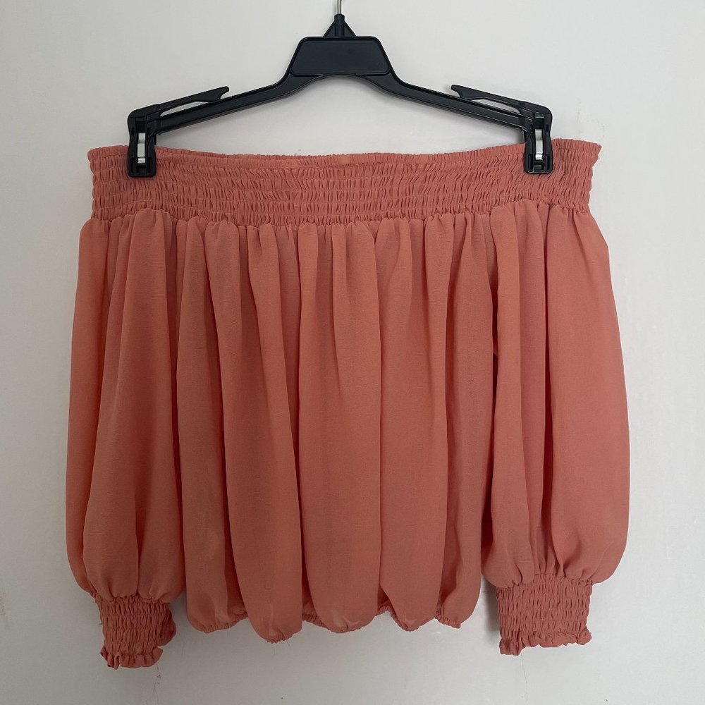 Coral off the shoulder crop top